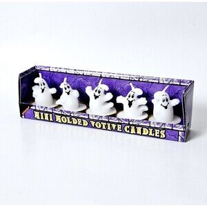Ghost Tealight Candles Novelty Box Set Of 6 Decor Halloween Spooky VINTAGE NEW
